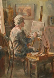 Artiste au travail dans le studio de Cor Visser, Ipswich