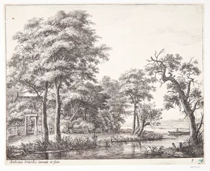 Paysage fluvial avec un homme dans une barque