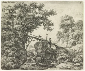 Berger sur un pont incliné (Paysages avec promeneurs)