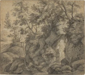 Paysage avec un ravin boisé