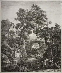 Six grands paysages verticaux avec des scènes de l