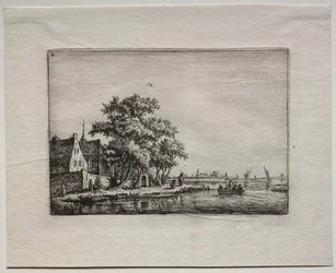 Douze Paysages : Planche B, Le Cimetière près du Canal