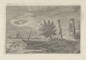 Paysage avec bateau et barrière ouverte