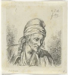 Vieille femme vers la droite