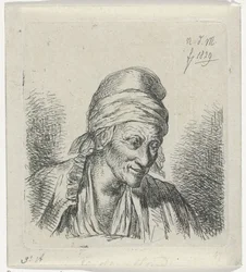 Vieille femme vers la droite