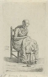 Femme raccommodant sur une chaise (Geldersche boerin) (12 Études de figures)