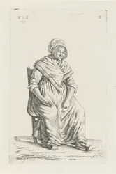 Paysanne assise de Wallonie (série: Paysans et paysannes du Royaume-Uni des Pays-Bas)