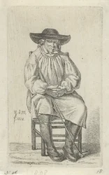 Homme assis avec un bâton (série: 12 petites études)