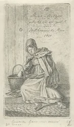 Femme assise avec panier et assiette