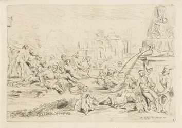 Satyres et nymphes se baignant