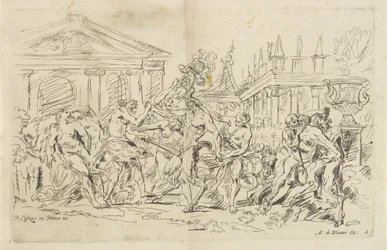 Satyre avec des nymphes dansantes Bacchanales (titre de la série)