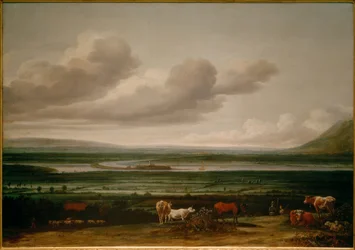 Paysage du Bas-Rhin près de Clèves avec la forteresse de Schenkenschanz, Hoch- et Niederelten