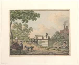 Paysage avec figures et un pont près d