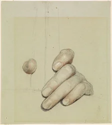 Saint George pour Merrie England - Étude de la main gauche saisissant une barre, 1880