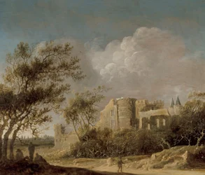 Paysage avec vue sur une ruine