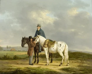 Deux cavaliers dans un paysage
