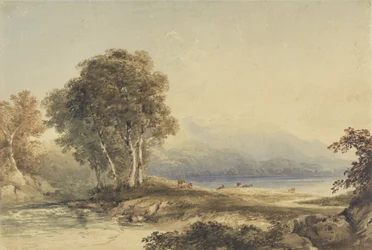 Paysage montagneux avec lac et ruisseau