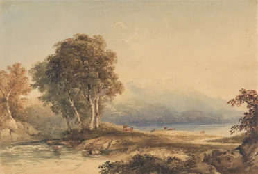 Paysage montagneux avec lac et ruisseau
