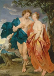 Double portrait de George Villiers, marquis puis 1er duc de Buckingham (1592-1628) et de son épouse, Katherine Manners (1603-1649), en Vénus et Adonis (huile sur toile)
