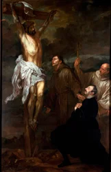 Francesco Orero adorant le Crucifix en présence de Saint François et Saint Bernard