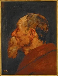 Tête de vieillard (peinture sur bois)