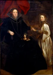 Portrait de Porzia Imperiale avec sa fille Maria Francesca au clavecin