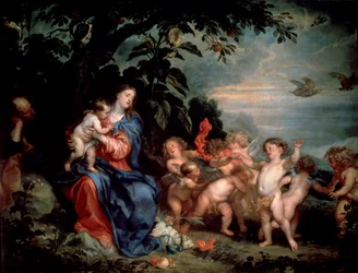 Repos pendant la fuite en Égypte Vierge avec des perdrix, vers 1629-1630