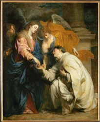 Les fiançailles mystiques du béatifié Hermann Joseph avec la Vierge Marie (huile sur toile)