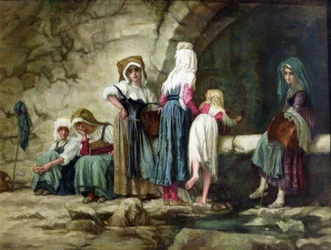 Paysans à une fontaine