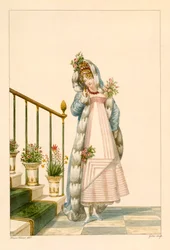 Robe de bal avec cape bordée d