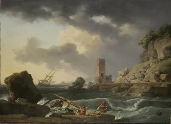 Paysage côtier rocheux avec naufrage, 1746
