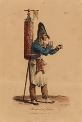 Le Vendeur de tisane, numéro 13 de la série Les Cris de Paris, gravé par François Séraphin Delpech (1778-1825)