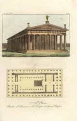 Élévation et plan du temple de Zeus ou Jupiter au mont Olympe
