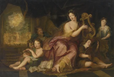 Allégorie de la musique. Portrait de Madame de Maintenon 1635-1719, avec les enfants naturels de Louis X