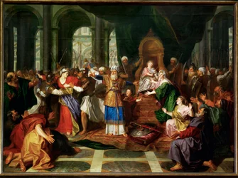 Athalie chassée du temple (peinture sur toile)