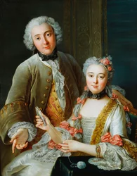 Portrait de François de Jullienne debout à côté de sa femme, assise, vers 1743