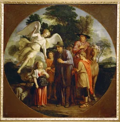 Sainte Geneviève recevant la médaille de Saint Germain (peinture sur toile)
