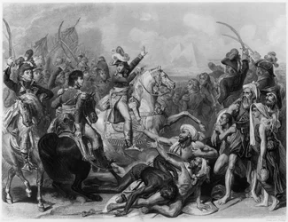 Napoléon Bonaparte à la bataille des Pyramides, gravé par Jean Jacques Frilley (né en 1797)