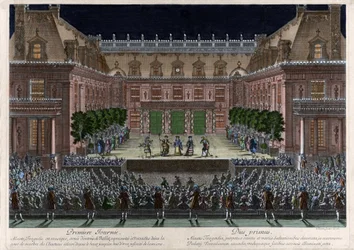 Représentation, dans la cour de marbre du château de Versailles, d