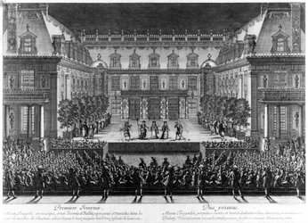Représentation, dans la cour de marbre du château de Versailles, d