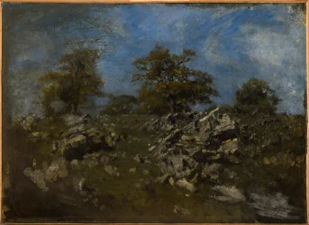 Paysage avec rocher