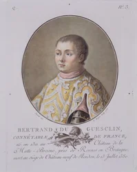 Portrait de Bertrand du Guesclin (1311-80), Connétable de France, gravé par Léon Roger, 1786