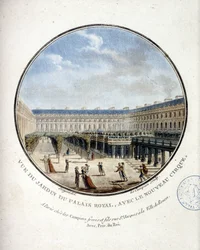 Vue du jardin du Palais Royal - dans « Vues pittoresques des principaux bâtiments de Paris » par Sergeant