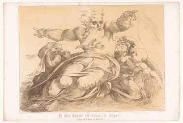 La création de la terre à partir du chaos par Dieu (Le père éternel débrouillant le chaos)