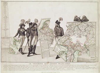 Le Triomphe des Armées Françaises, Napoléon et ses Généraux Tenant les Cartes de leurs Victoires au Moment de la Paix de Loeben