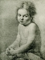 Étude de nature pour une fille nue et assise