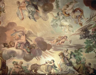 Le Triomphe de la paix sur la guerre (détail) des cieux, du plafond de la salle principale