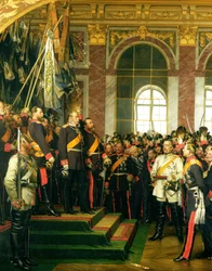 La proclamation de Guillaume comme Kaiser du nouvel Empire allemand, dans la galerie des Glaces à Versailles le 18 janvier 1871, peint en 1885