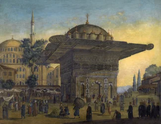 Vue de la fontaine Tophane (Top Hane), Istanbul, Turquie. Peinture d