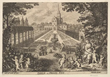Flore avec putti dans un jardin